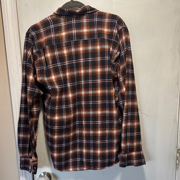 Men's Navy/ Orange Plaid Shirt large - Picture 4 of 8
